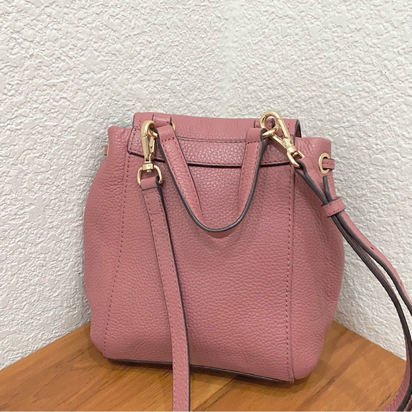 MICHAEL KORS Riley Small Flap Drawstring Pebbled Leather Crossbody Bag in Rose - Picture 5 of 16